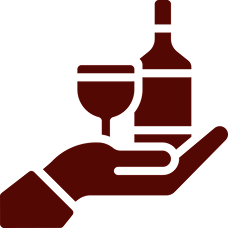 Wine and glass silhouette on hand