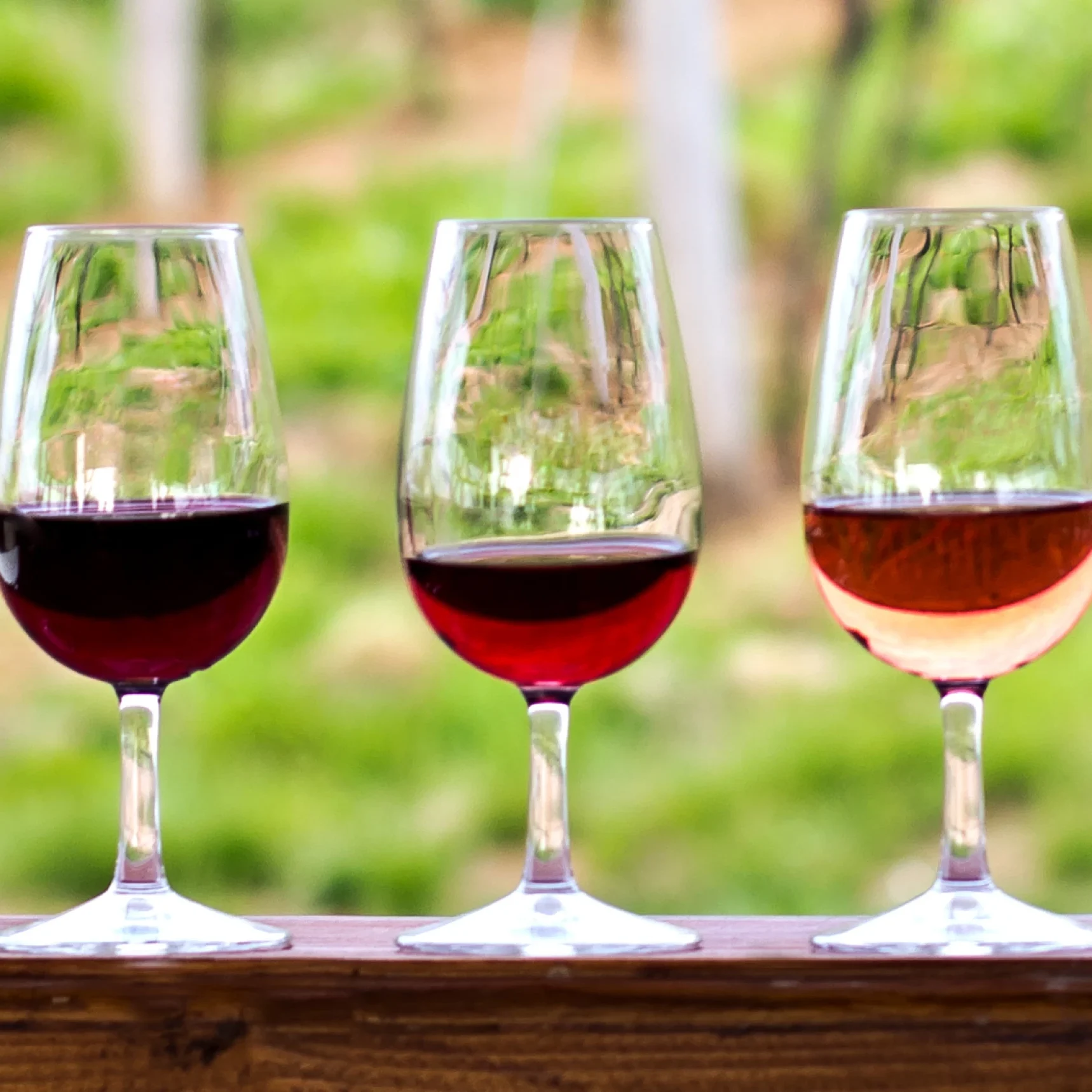 Red, white, and rosé wine glasses